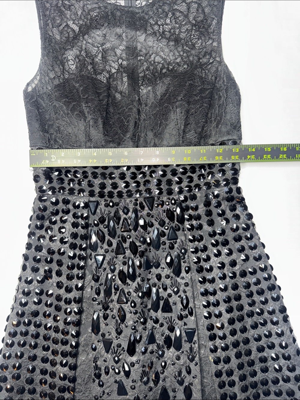Jovani Black Lace Crystal Embellished Cocktail Dress Size 2 Beaded Formal - Picture 6 of 8